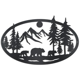 OYEFLY Metal Bear Wall Art,Rustic Animal Hunting Decor (Black)