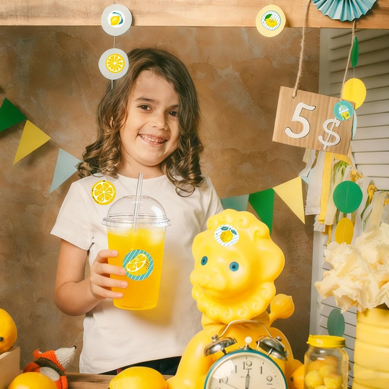 Y-YUEMY 1000pcs 1.5 Inch Cute Lemon Stickers Roll for Lemonade