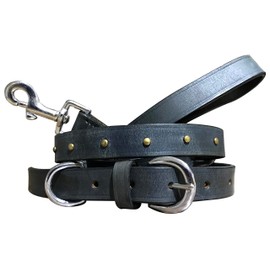 BRADLEY CROMPTON Genuine Leather Matching Pair Dog Collar and Lead Set M