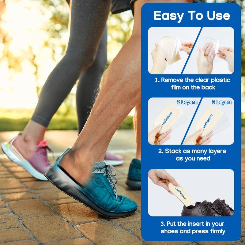 Unribeau 3 Layers Adjustable Supination & Pronation Correction Heel Insoles,Self-Adhesive