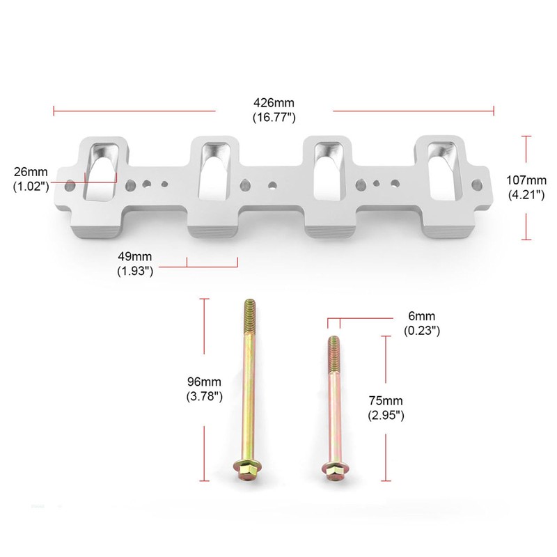 Dyno Racing Rectangle Intake Manifold Adapter Plates Kit 551316 Compatible