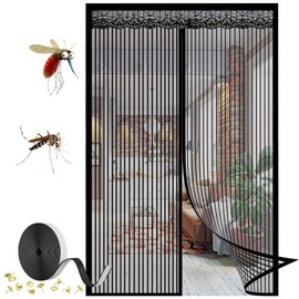 90 * 210CM Cortina Anti Mosquitera Magnética para Puertas, Mosquitero Magnetico Super Fina Transpirable y Cierre Automático Magnético Puerta Anti-insectos de Cierre Silencioso para Puertas(Negro)