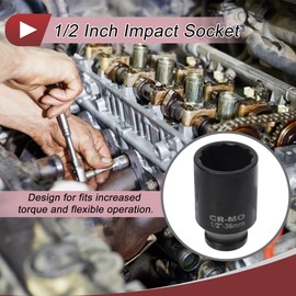 HEROFFIX 1 Pcs Impact Socket Durable Hardware Tool 78mm Black High Carbon Steel 12 Point 36mm for Car Motorcycle Dirtbike Repair 1/2 Inch Drive