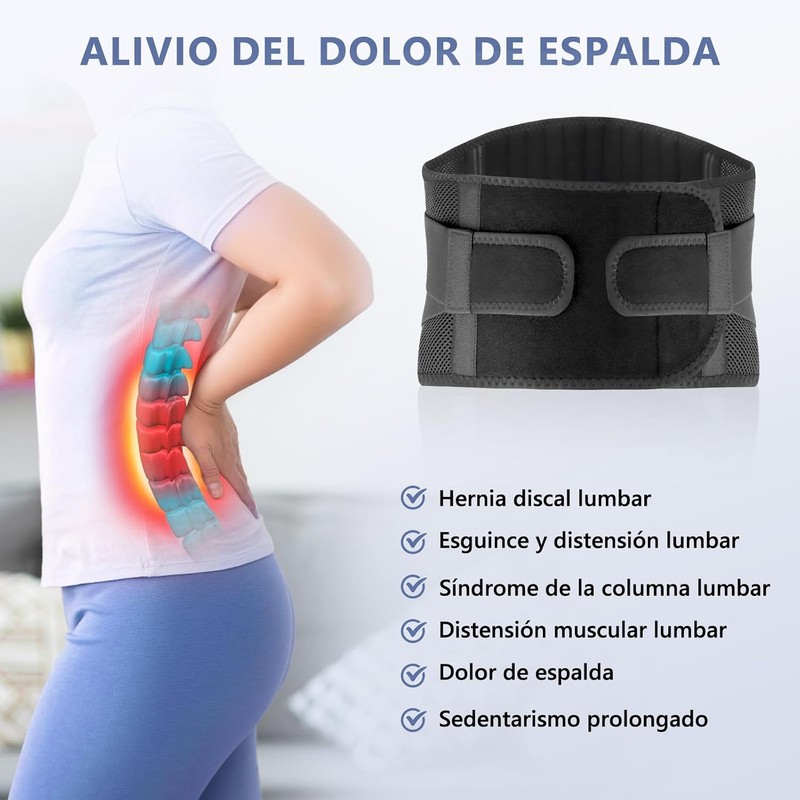 Soporte Lumbar para Hombre y Mujere,faja Lumbar de Doble Compresi?n