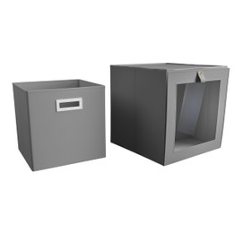 Martha Stewart Essential Collapsible Decorative Home Storage Cube Organization, Two Piece Set Includes One Front Flap-Lid Storage Organizer and One Craft Cube, Stone