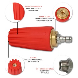 4.0 GPM 4.0 Orifice 2600-5100 PSI 360° Rotating nozzles Pressure Washer Turbo Nozzle plug with Quick Connect 1/4"