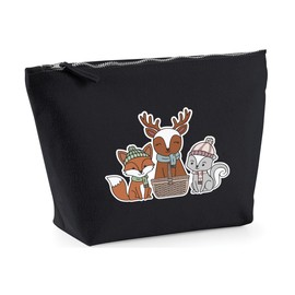 Hippowarehouse Winter Picnic Fox, Deer and Squirrel Printed Make up Cosmetic wash Bag 18x19x9cm