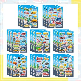 24 Sheets Transportation Car Stickers for Kids, 380+ Pcs Vehicle Stickers Bulk Preschool Sticker Sheets for Reward Craft Scrapbooking Water Bottles Gifts Bags Cards Decor