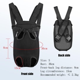 Adjustable Pet Carrier Backpack, Dog Backpack Carrier, Leg Out Design, Ventilated Mesh Front, Backpack for Small Medium Dogs Cats, Black Pet Travel Carrier for Hiking, Biking, Airplanes