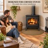 FLASLD Corner Wood Stove Mat 40×40 inch Fireplace Hearth Protector