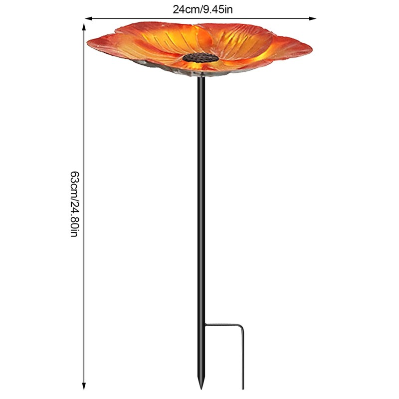 25 Inch Bird Bath, Rustproof Flower Pattern Birdfeeder with Ground