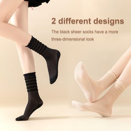 bropapa 12 Pairs Women's Sheer Socks Nude Black Nylon Socks Ultra Soft Durable Cool See Through Silk Ankle Stockings Cotton Sole