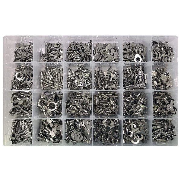 1200 Piece High Temperature Non-Insulated Crimp Wire Terminals Assortment Kit - Electrical Ring Fork Spade Butt Splice Connectors & Quick Disconnect