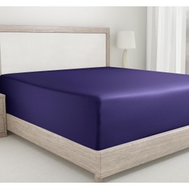 California Design Den Queen Size Fitted Sheet Cotton, Deep Pocket Soft 400 Thread Count 100% Cotton Sateen, No Pop-Off Elastic, Durable Fitted Sheet Only (Queen, Dark Purple)