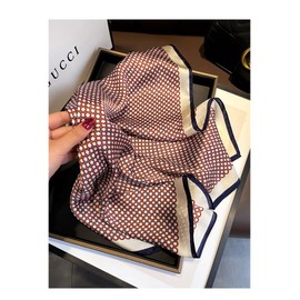 MEISEE 100% Pure Mulberry Silk Scarf 21" Square Scarf Neckerchief Headscarf Breathable Lightweight for Women Gift Packed (M3 Red White Geometric)