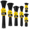 600 Pack Zip Ties Assorted Sizes(4''+6''+8''+8''+10''+12'')Black Cable Ties