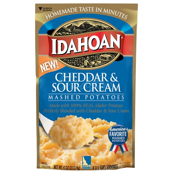 Idahoan Cheddar & Sour Cream Mashed Potatoes, 4 oz (Pack of 12)
