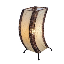 Eangee Home Design C Shape Table Lamp Natural Shade Made of Real Cocoa Leaves 8 Inches Length x 8 Inches Width x 20 Inches Height (566 n)