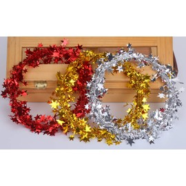 VEYLIN 75ft Star Shaped Tinsel Wire Garland for Christmas Trees Decoration