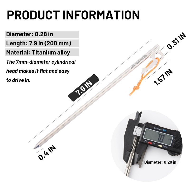 AVOFOREST Heavy Duty Tent Stakes - Thick Titanium Camping Stakes