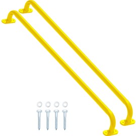 Lounsweer 2 Pcs 37'' Playground Handle Metal Playground Safety Handle Long Grab Handle Bars for Treehouse Rock Climbing Wall Playground(Yellow)