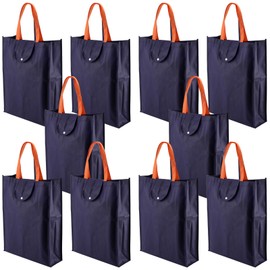 MOUYAT 10 Pack 35 x 12 x 45cm Reusable Shopping Bags, Large Grocery Bag with Handle, Foldable and Washable Fabric Tote Bag for Grocery, Travel, Picnic, Camping