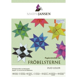 MarpaJansen Paper Strips for Froebel Stars Duo-Colour (1.5 x 45 cm, 80 Strips, 80 g/m2) Red / White