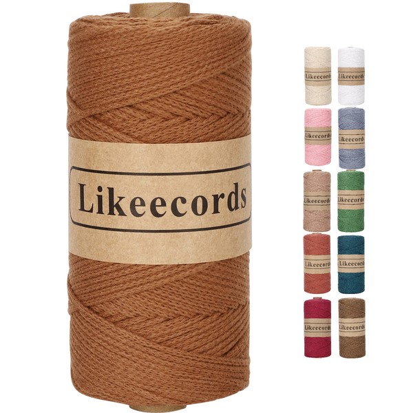 Likeecords 100% Cotton Crochet Yarn for Bag,2mm x 160 Yards,Macrame
