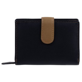 Golunski Ladies Compact Smooth Leather Zipped Purse/Wallet Zen Collection, Black/Tan