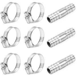 ChillWaves 304 Stainless Steel Hose Barb Fittings, Splicer Mender Union 3/4" Barb x 3/4" Barb with Hose Clamp Hose Repair Kit For Water/Fuel/Air(3-PACK)