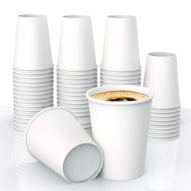 Heavy Duty Paper Coffee Cups, 6 oz, White, 200 Count, Ideal for Hot Drinks