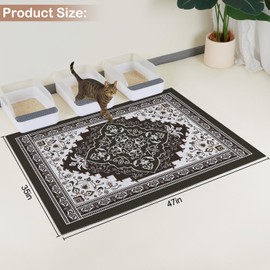 Glittme Cat Litter Mat with Non-Slip Bottom Litter Box Mat 47"X35" Litter Trapping Mat Easy to Clean Washable Cat Food Mat for Kitty,XXL