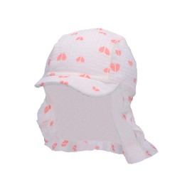 Sterntaler Unisex Children's Peaked Cap Neck Scarf Hearts Children's Hat, ecru