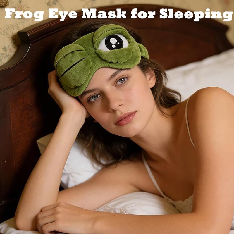 3D Frog Sleep Mask, Frog Eye Mask for Sleeping, Adjustable