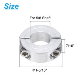 sourcing map 4pcs Double Split Clamp-On Shaft Collar for 5/8" Shaft, Two-Piece Clamping Collar, 1-5/16" OD, 7/16" Thickness, Aluminum Alloy Set Screw Split Collar Clamp