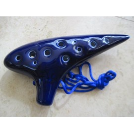 12 Holes Utopia Dark Blue Ocarina Ceramic Soprano G Key - Easy to play. Good for beginners