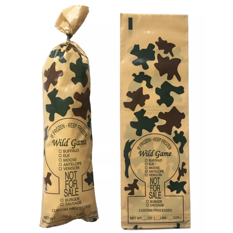 Bunzl CAMO PRINT WILD GAME GROUND MEAT FREEZER CHUB BAGS