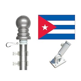 3x5 Cuba Flag and Flagpole Set International 3x5 foot Tanglefree Flag Pole Set Includes Flag 6 ft Pole and Bracket (Cuba Spinner Pole and Flag Set)