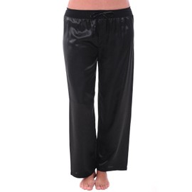 Alexander Del Rossa Womens Satin Pajama Pants, Silky Pj Bottoms, XL Black (A0751BLKXL)