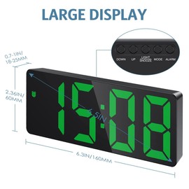 Ankilo Digital Alarm Clock, LED Clock, Table Clock with Temperature Display, Travel Alarm Clock, Adjustable Brightness, 12/24H Display, Digital Clock for Home, Bedroom, Office, Children, Elderly,