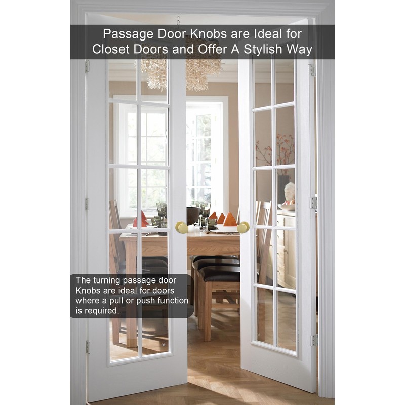 goldenwarm 2 Pack Brushed Gold Passage Door Knobs, Zinc-Alloy Brushed