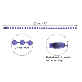 QUARKZMAN Pack of 20 5 inch 12 cm ball bead chain, metal ball chain with connectors for hanging ornaments, jewellery, necklaces, keyrings and Christmas decorations