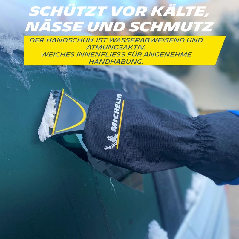 MICHELIN Unisex Ice Scraper with Glove, Car Ice Scraper with