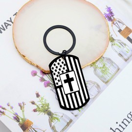 OEHEDOU Christian Gifts For Men Teen Boys Dog Tag Chain First Communion Gifts For Boys Men Baptism Gifts For Men Boys Christian Jewelry For Men Religious Gifts For Men Bible Verse Mens Keychain