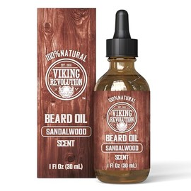 Beard Oil Conditioner - All Natural Sandalwood Scent with Organic Argan & Jojoba Oils - Softens & Strengthens Beards and Mustaches for Men (Sandalwood, 1 Pack)