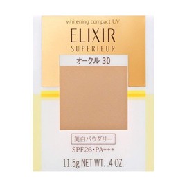 Elixir Superiel Whitening Pact UV Ochre 30 (SPF26, PA+++), Refill, 0.4 oz (11.5 g)
