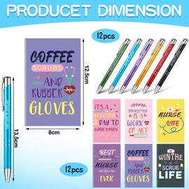 Geyee 24 Pcs Mini Motivational Pens Inspirational Notepads Bulk Appreciation Gifts Small Journals Funny Ballpoint Pen Set Prizes Men Women Office Travel Party Favors(Nurse)