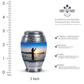 KARYLIZ Fisherman Small Urns for Human Ashes Adult Man - Cremation Urn for Adult Female - Funeral Urn for Male - Keepsake Urns for Women - Decorative Human for Dad Ashes 3 Inch