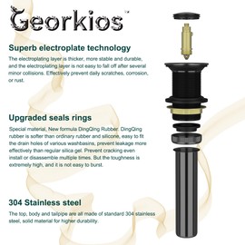 Bathroom Sink Drain Without Overflow, Rustproof Vessel Lavatory Vanity Pop Up Drain Stopper, Gun Grey