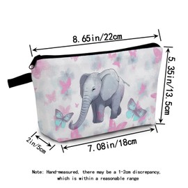 MoCaliduccious Cute Cartoon Elephant Makeup Bag for Women Travel Cosmetic Organizer Bag Teacher Appreciation Gifts Small Zipper Toiletry Bag